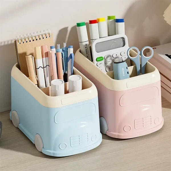 Bus Shaped Pen Pot Desk Organizer Case Cosmetic Brush Holder