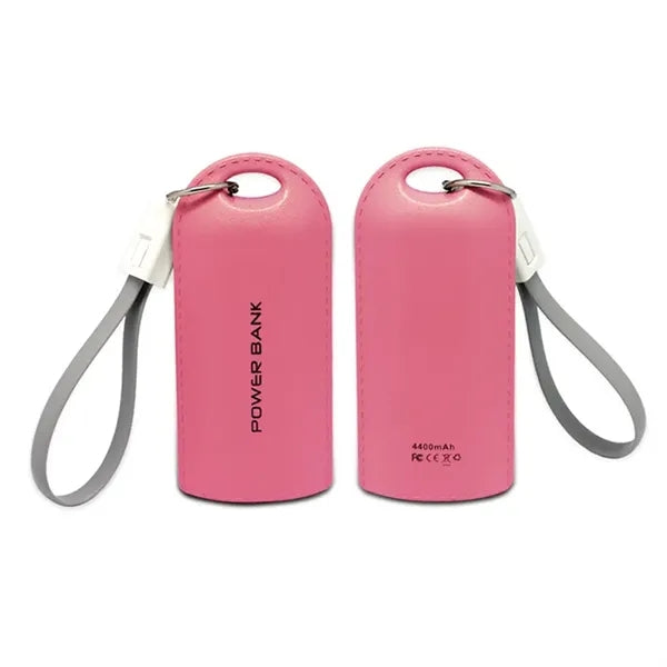 4000mAh Leather Effect Key Chain Power Bank With Cable Strap