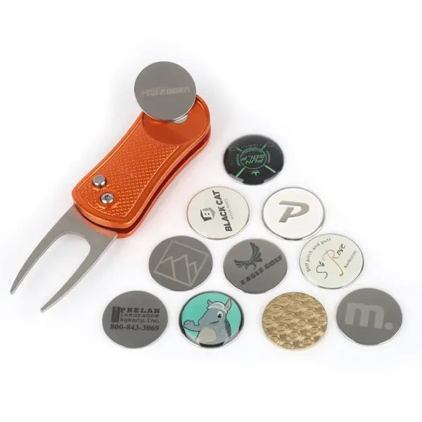 Foldable Metal Golf Divot Repair Tool Turf Rep Greens Forks