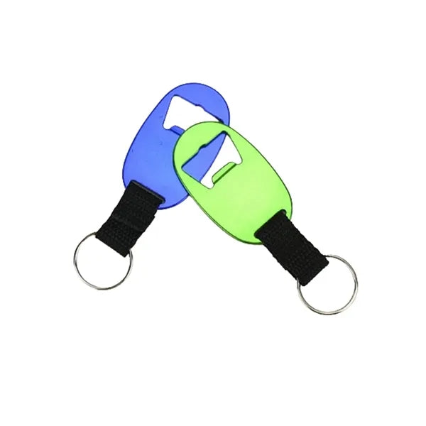 Oval Aluminum Bottle Opener W/ Key Ring