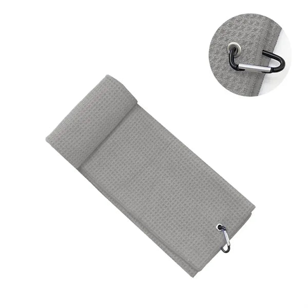Microfiber Waffle Pattern Two-fold Golf Towel With Carabiner