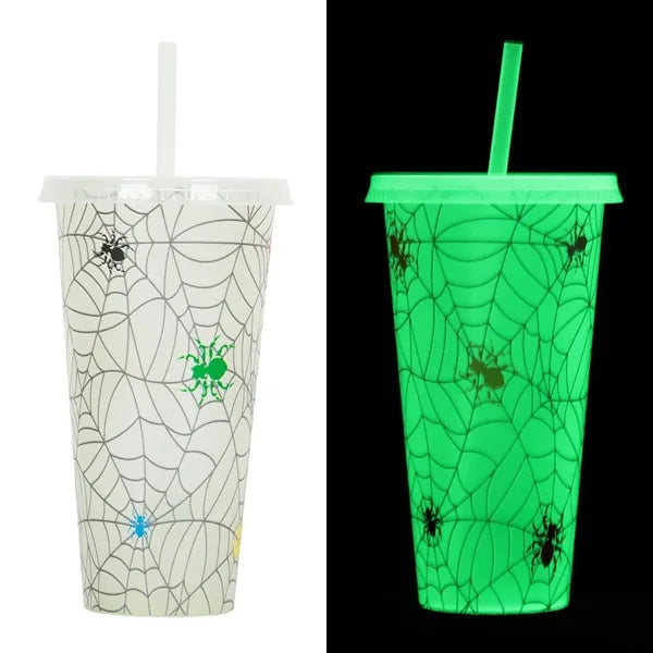 24oz Glow In The Dark Water Cup Tumbler With Straw And Lids
