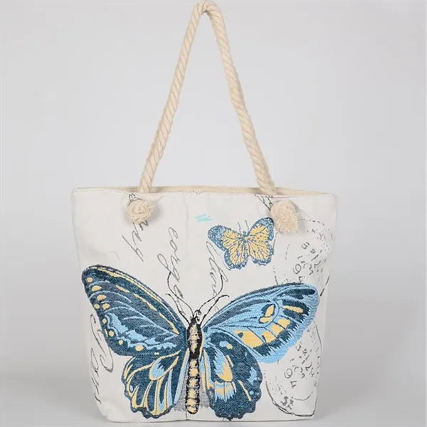 Fashion Eco Friendly Canvas Tote Bag With Hemp Rope Handle