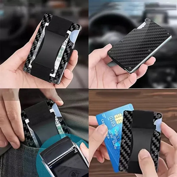 RFID Blocking Aluminum Wallet Carbon Fiber Card Holder