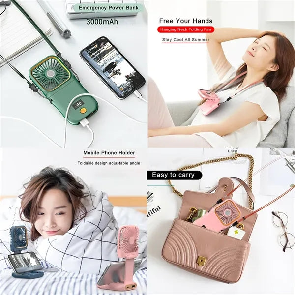 Portable Mini Folding Neck Fan Rechargeable USB Cooler