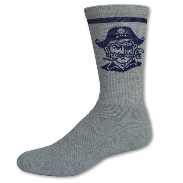 Flat Knit Cotton Crew Dress Socks with All Over Design