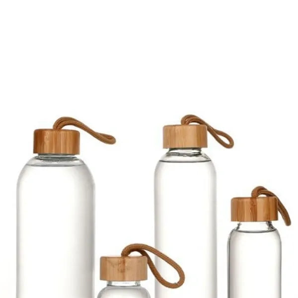 17OZ. Glass Water Bottle With Bamboo Lid And Beverage Cup