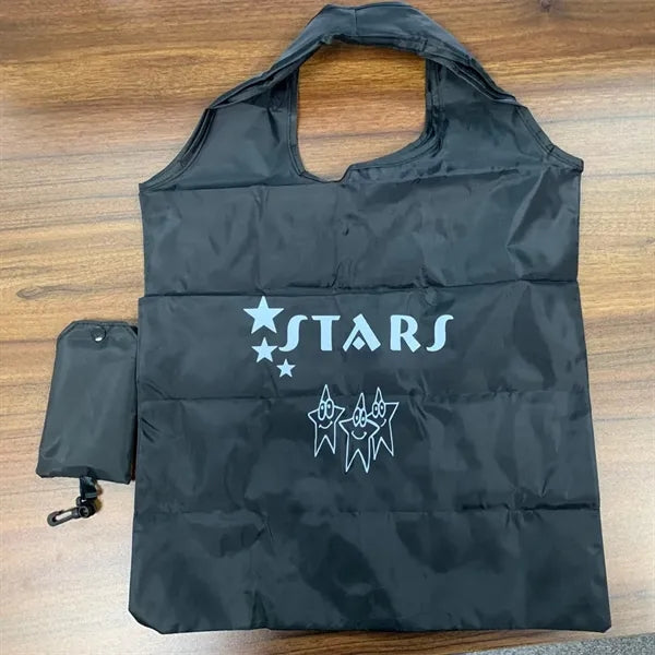 Eco-friendly 210D Folding Shopping Tote Bags w/Hooks