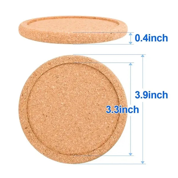Non-slip Anti-scald Cork Round Absorbent Coasters