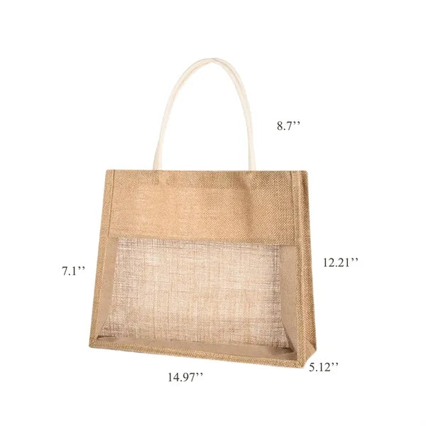 Jute Handbag With Transparent Window