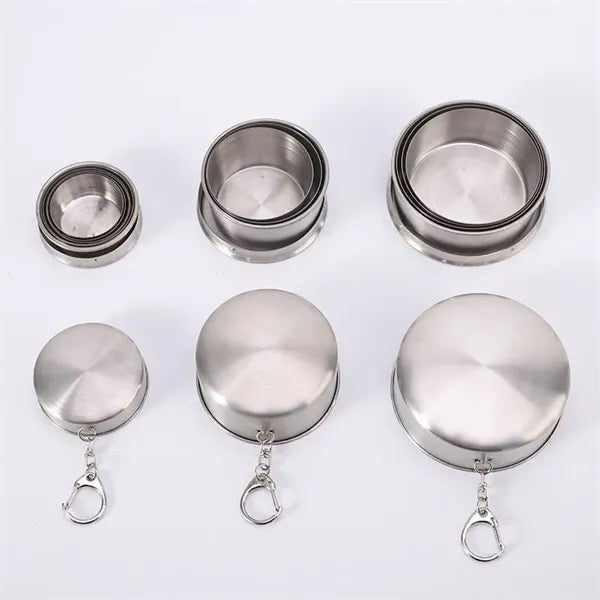 2.5 Oz Stainless Steel Collapsible Camping Mug With Keychain