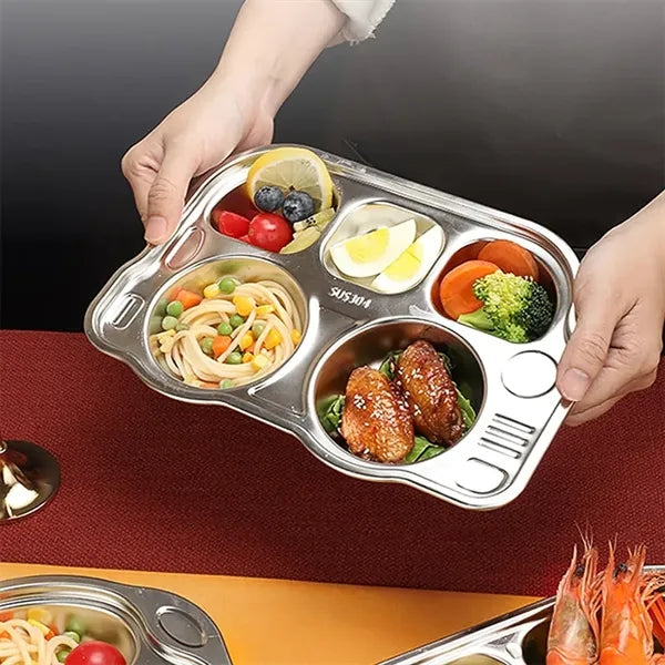 5 Section Car Shape 304 Stainless Steel Divided Dinner Tray