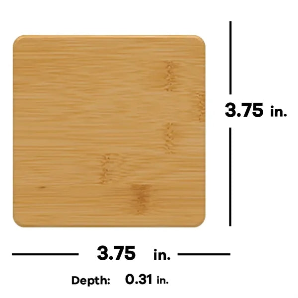 Bamboo Square 6-Coaster Set with Holder