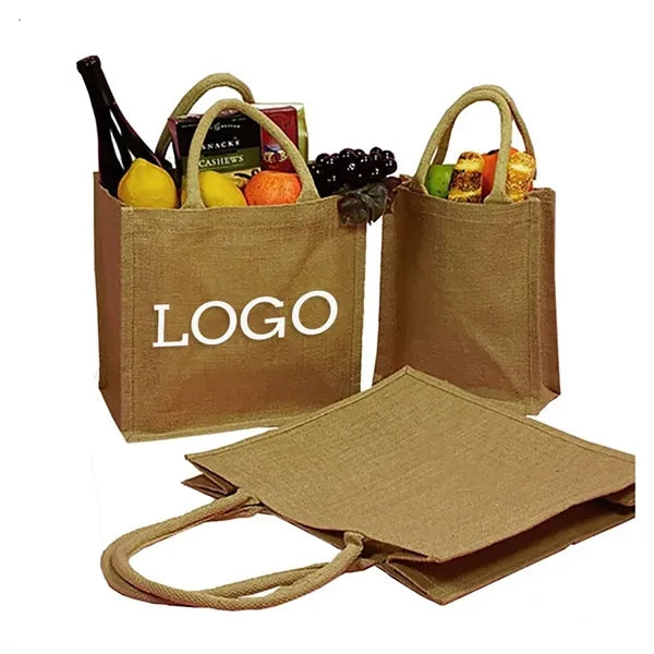 Natural Jute Burlap Stylish Rope Handle Tote Bags
