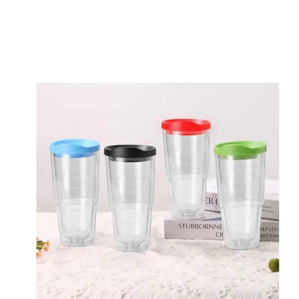 Double Wall Plastic Clear Insulated Tumbler 24oz
