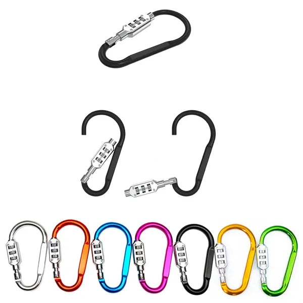 Combination Lock, 3-Digit Heavy Duty Carabiner Clip