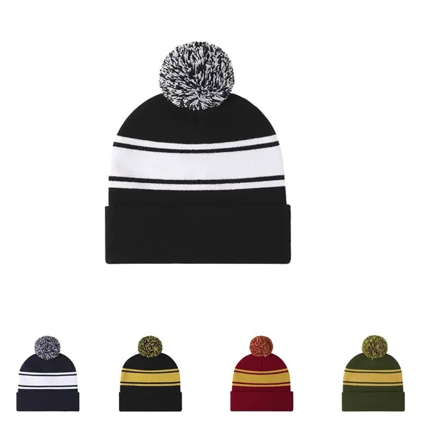 Soft Cuff Pom Knit Hat