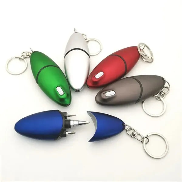 Multi Tool Keychain With Ballpoint Pen Led Screwdriver