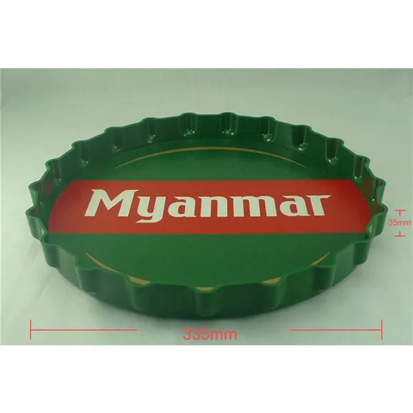 Bottle cap shape anti slip Plastic serving tray for party
