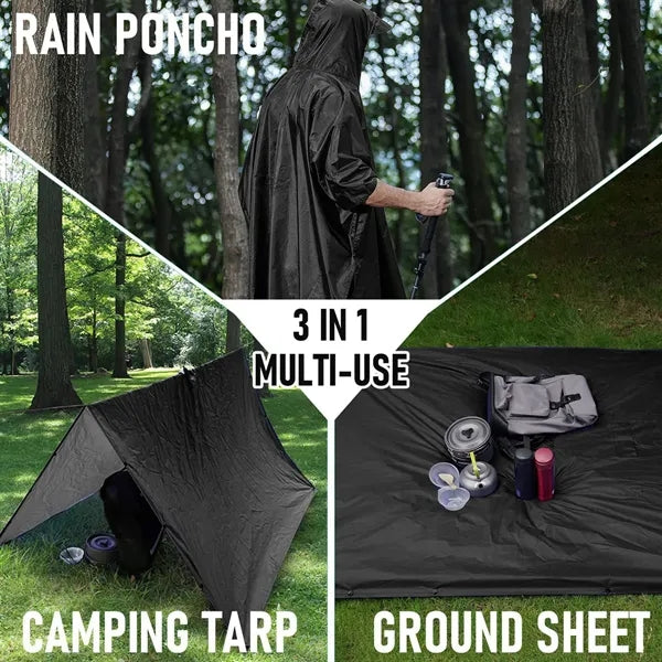Hooded Rain Poncho For Adult With Pocket
