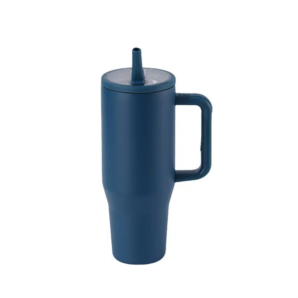 40oz Double Layer Car Cup With Leak Proof Foldable Straw Lid