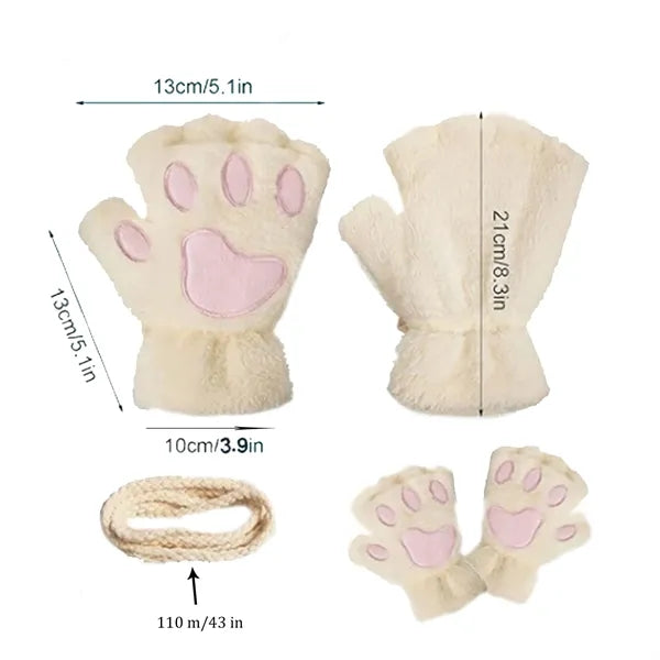 Winter Cat Paws Gloves
