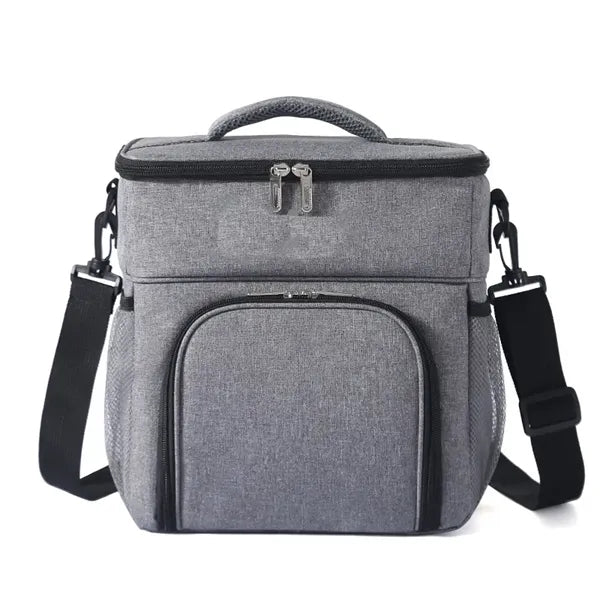 14L Oxford Double Layer Insulated Lunch Cooler Bag W/Strap