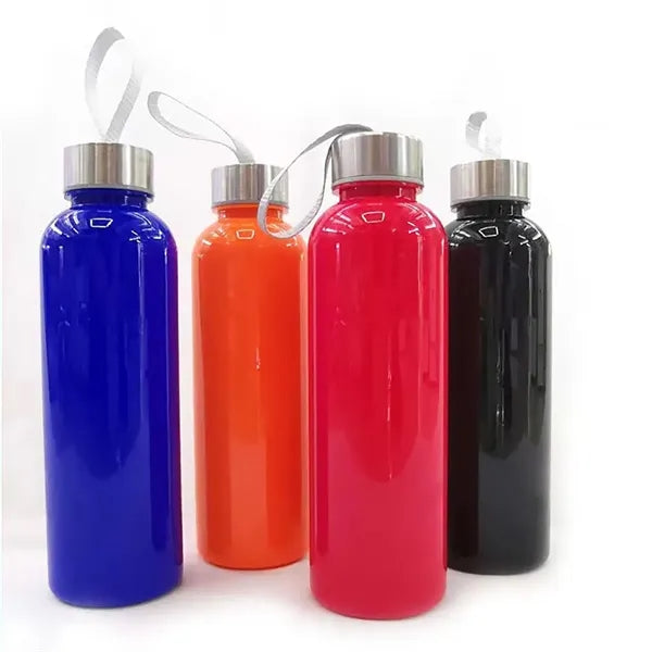 18Oz With Screw-On Lid Water Bottle With lanyard Glass