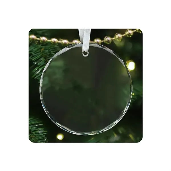 Round Crystal Glass Christmas Hanging Ornament