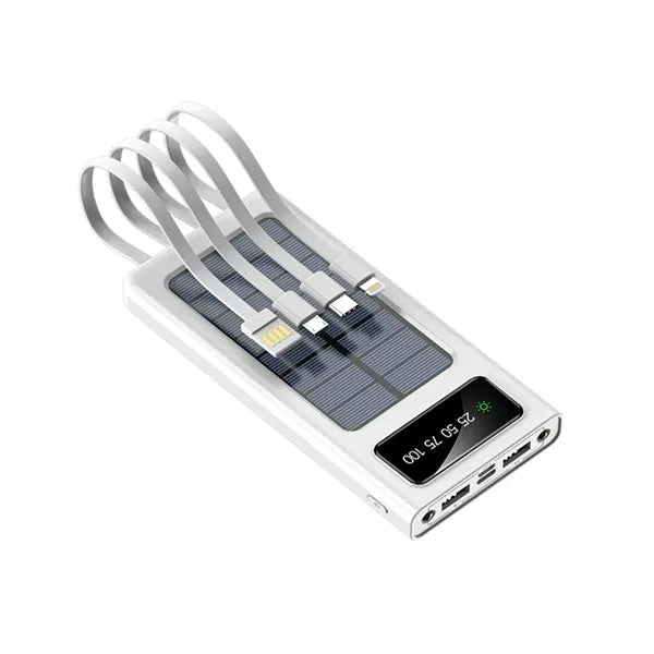 10000 mAh Large Capacity Solar Power Bank Built-in 4 Cables