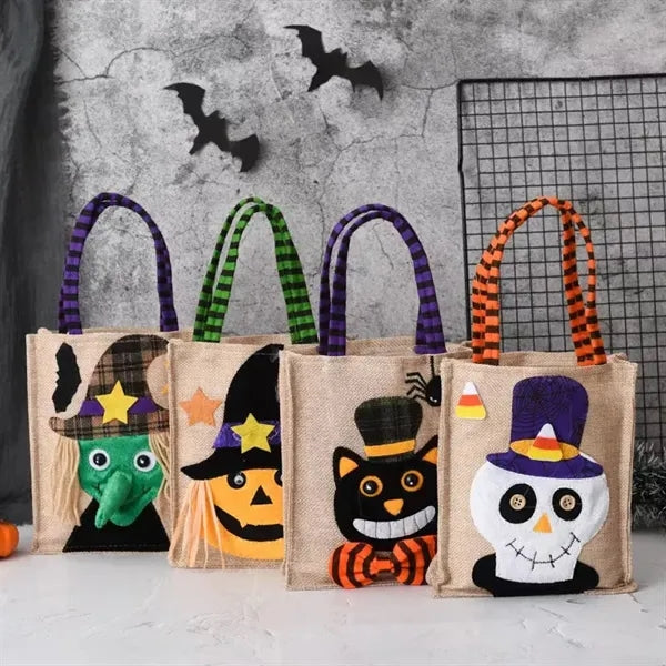 Halloween Burlap Tote Bags