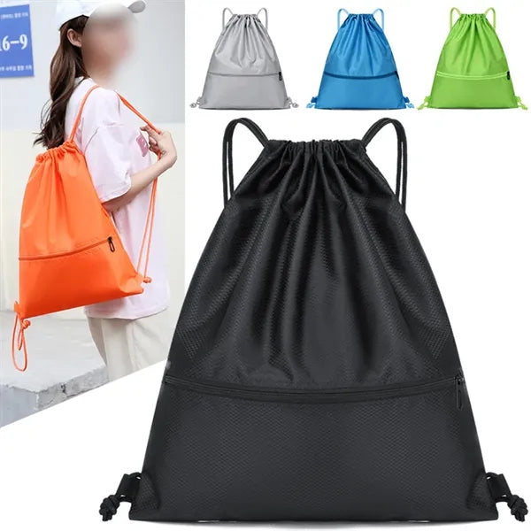 Large capacity portable sports fitness drawstring backpack