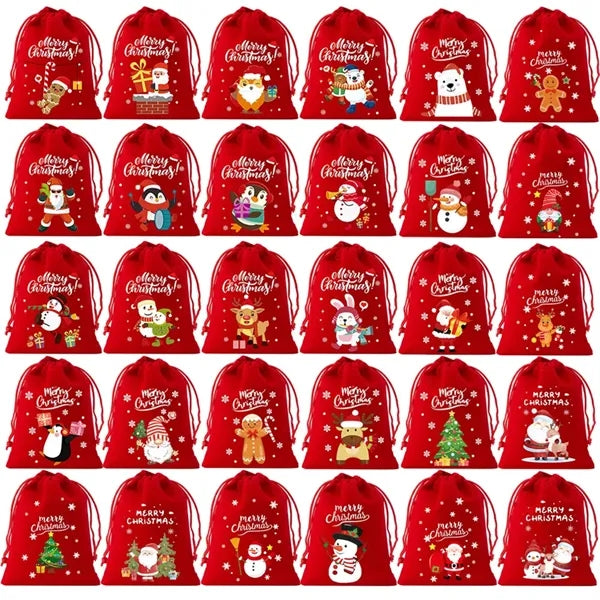 Flannel Drawstring Christmas Gift Bag
