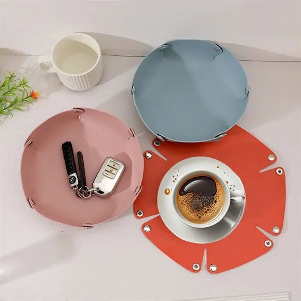PU Leather Tray Desktop Storage Small Catchall Organizer