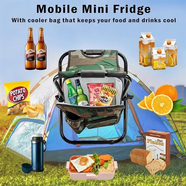 Folding Stool Backpack Insulated Cooler Bag