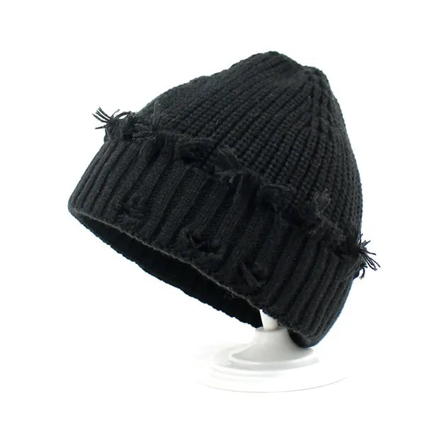 Unisex Winter Warm Knit Dilapidated Hole Beanie