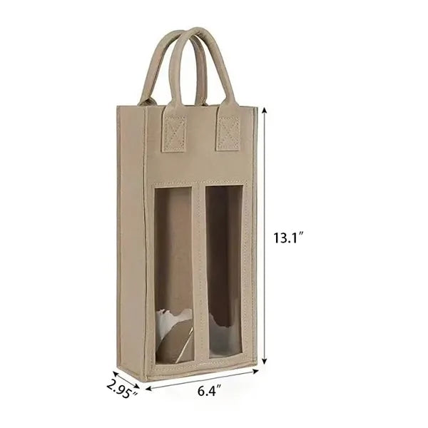 Double Felt Wine Carrier Tote Bag with Handle