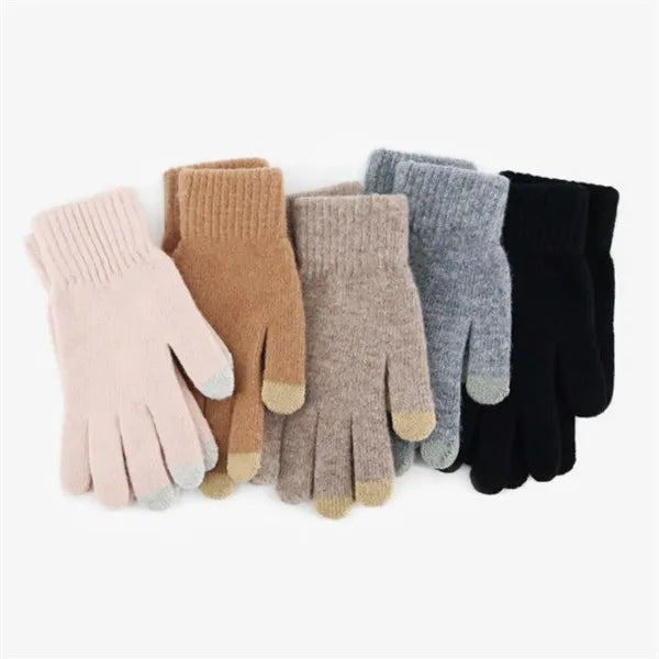 Touchscreen soft warm men women running wool winter gloves