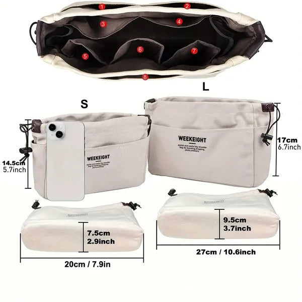 Portable canvas makeup bag