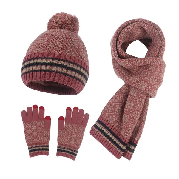 Winter Warmth Trio Set Beanie, Gloves, and Scarf Hats