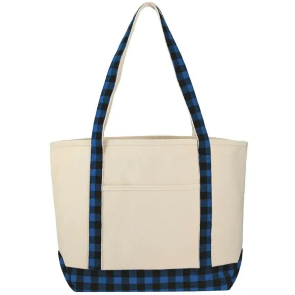 Plaid Cotton Boat Tote