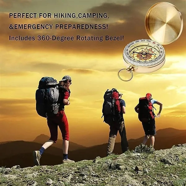 Multifunctional Brass Pocket Watch Flip Lid Luminous Compass