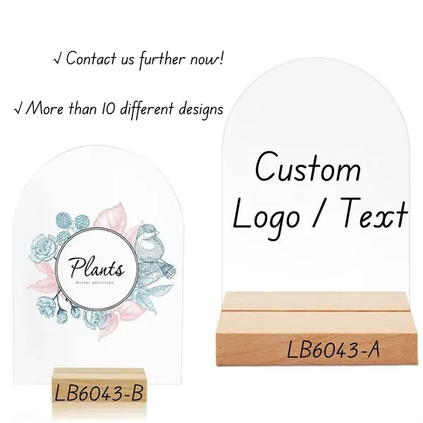 Acrylic Wooden Sign Holders Photo Card Display for Wedding