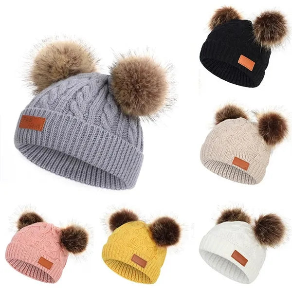Baby Beanie Knit Warm Pom Pom Skull Cap Hat