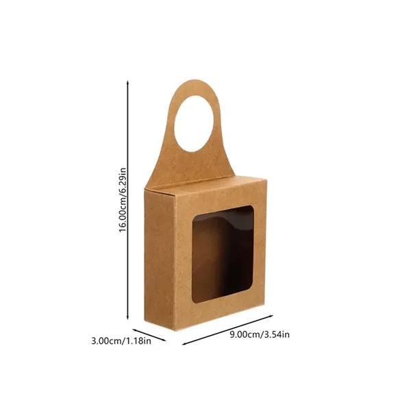 Kraft Paper Wine Bottle Box with Window Hanging Foldable