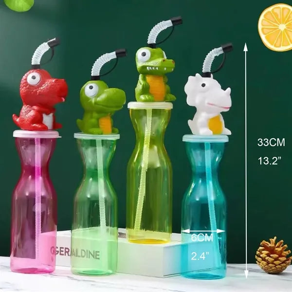 16OZ Disposable Christmas PET Juice Cup Bottle with Straw