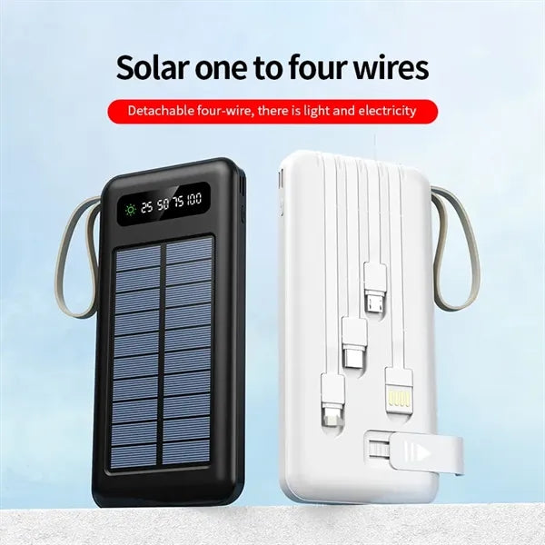 10000mAh Digital Pannel Solar Power Bank w/Wire