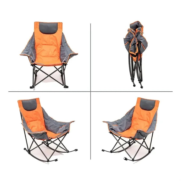 Oversized Folding Lawn Padded Recliner Rocking Camping Chair