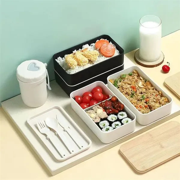Eco bamboo lid microwave oven double-layer sealed lunch box
