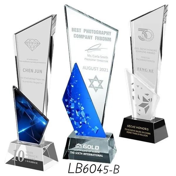 Engraved Custom Crystal Award Glass Appreciation Trophy